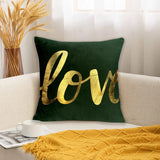 Luxury Foil Print Grey and Golden Velvet Cushion 16 x 16 inches